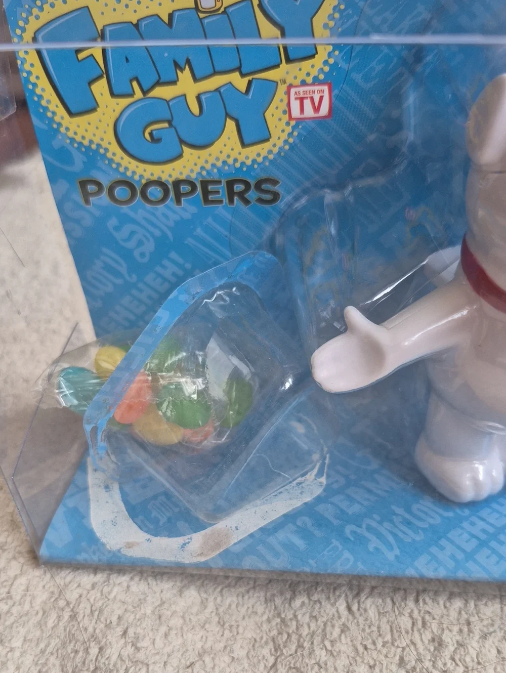 New White Brian Griffin Figure with Red Collar and Colorful Accessories